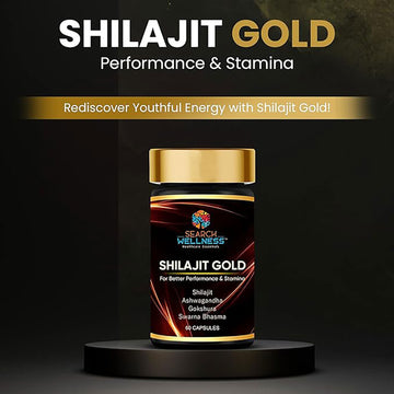 Search Wellness Shilajit Gold-60 Capsules (Pack of 1) | Enriched with Ashwagandha, Gokshura, Swarna Bhasma