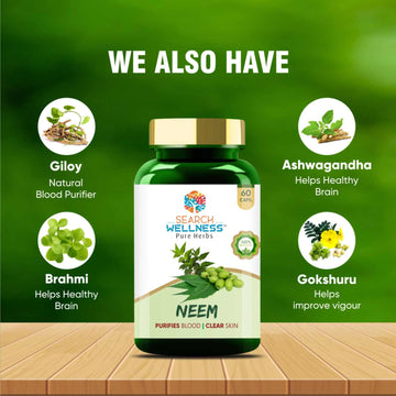 Neem - Purifies Blood, Clear Skin & Prevents Acne | High Absorption,Detoxification & Pimple Care Supplement - 60 Capsules